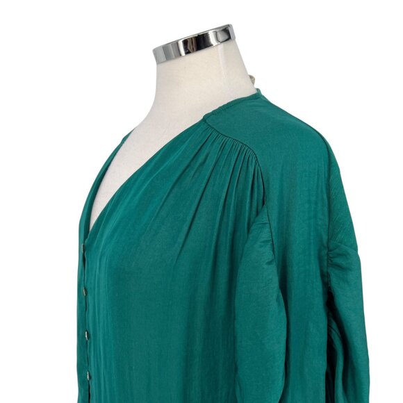Dolan Anthropologie Button-Down Puff Sleeve Blouse Green Size Small - Picture 5 of 12
